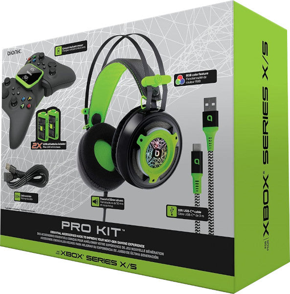 Cargador Bionik Pro Kit 5 En 1 ( XBOX - SERIES X) - Auriculares, base carga doble, 2 baterías, cables Cargador Bionik Pro Kit 5 En 1 ( XBOX - SERIES X) - Auriculares, base carga doble, 2 baterías, cables
